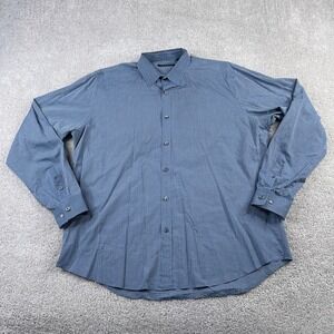 theory Shirt Mens XL Blue Black Gingham Check Zack PS Button‎ Up Cotton Casual